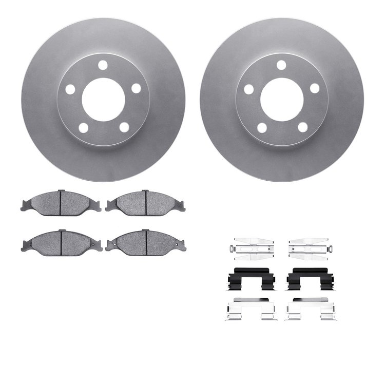 4512-99018 Geospec Brake Rotors w/5000 Advanced Brake Pads Kit & Hardware, 1999-2004 Ford/Lincoln/Mercury/Mazda, Position: Front