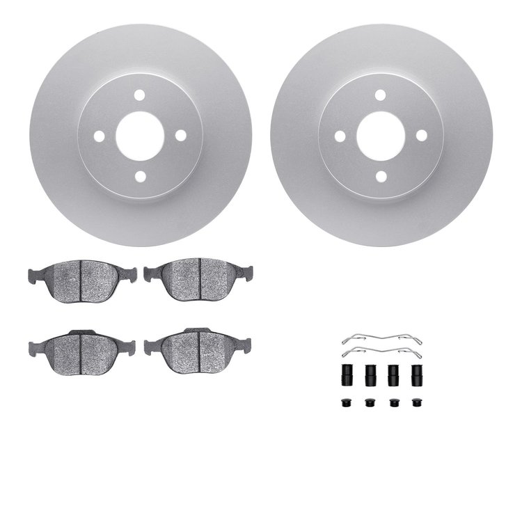 4512-99030 Geospec Brake Rotors w/5000 Advanced Brake Pads Kit & Hardware, 2002-2004 Ford/Lincoln/Mercury/Mazda, Position: Front