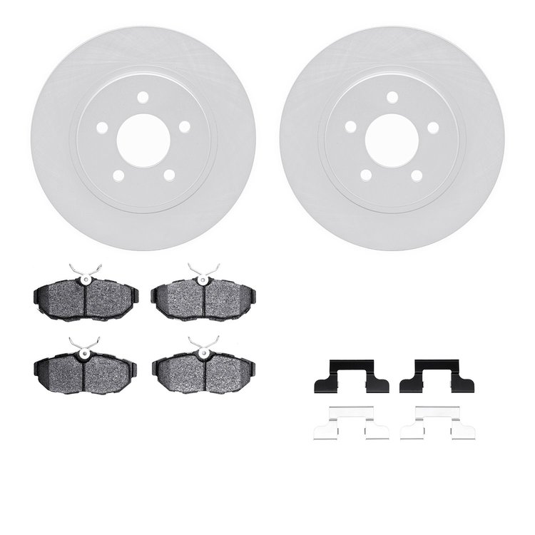 4512-99039 Geospec Brake Rotors w/5000 Advanced Brake Pads Kit & Hardware, 2005-2014 Ford/Lincoln/Mercury/Mazda, Position: Rear