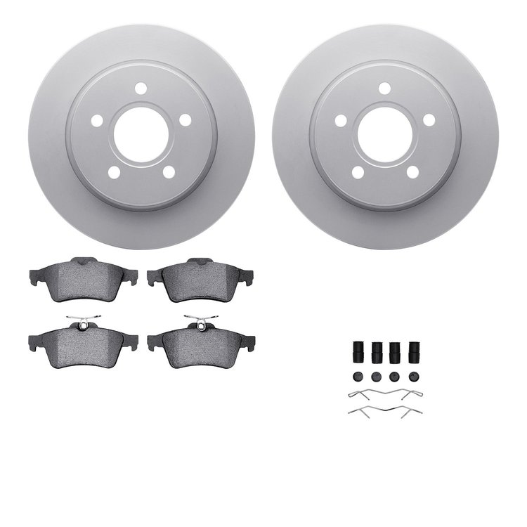 4512-99058 Geospec Brake Rotors w/5000 Advanced Brake Pads Kit & Hardware, 2012-2018 Ford/Lincoln/Mercury/Mazda, Position: Rear