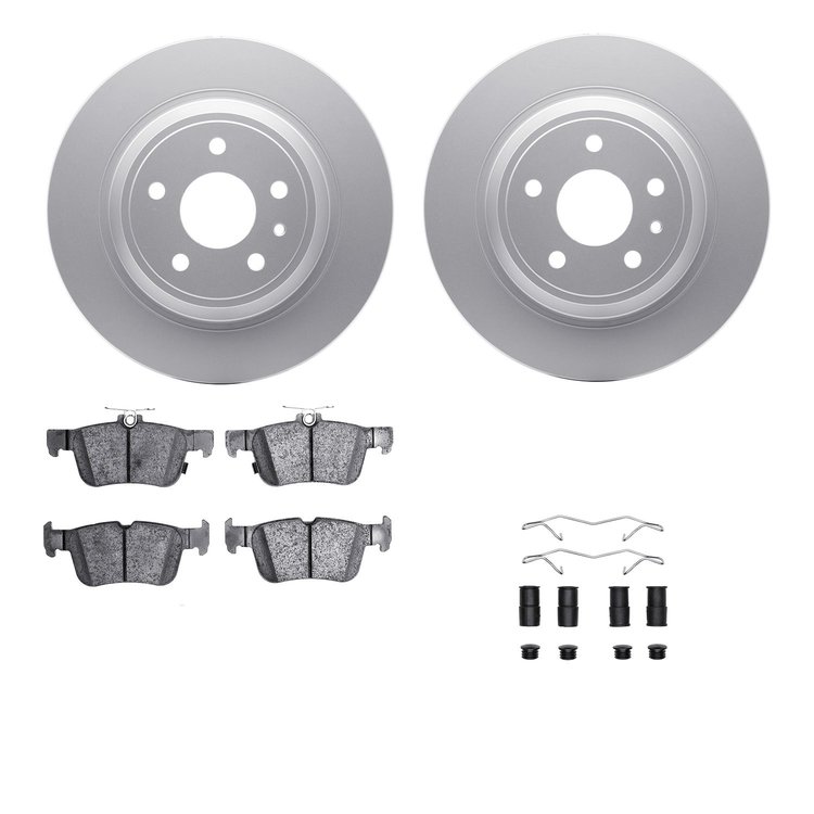 4512-99063 Geospec Brake Rotors w/5000 Advanced Brake Pads Kit & Hardware, 2013-2020 Ford/Lincoln/Mercury/Mazda, Position: Rear