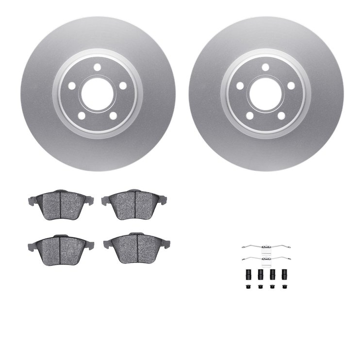 4512-99067 Geospec Brake Rotors w/5000 Advanced Brake Pads Kit & Hardware, 2004-2013 Volvo, Position: Front