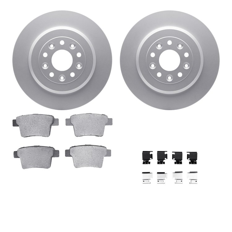 4512-99085 Geospec Brake Rotors w/5000 Advanced Brake Pads Kit & Hardware, 2005-2009 Ford/Lincoln/Mercury/Mazda, Position: Rear