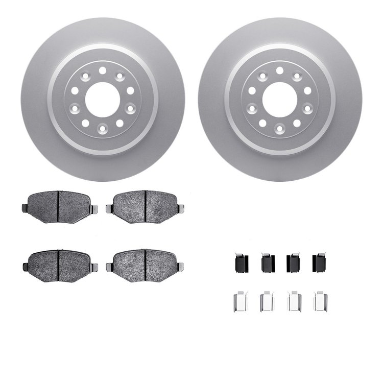 4512-99087 Geospec Brake Rotors w/5000 Advanced Brake Pads Kit & Hardware, 2009-2019 Ford/Lincoln/Mercury/Mazda, Position: Rear