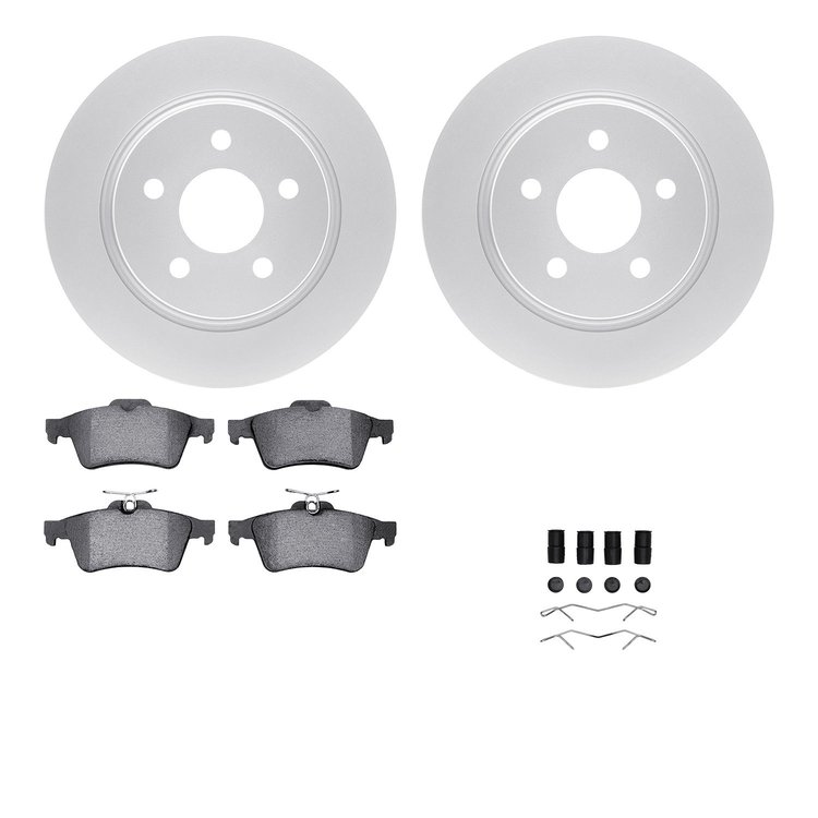 4512-99094 Geospec Brake Rotors w/5000 Advanced Brake Pads Kit & Hardware, 2013-2018 Ford/Lincoln/Mercury/Mazda, Position: Rear