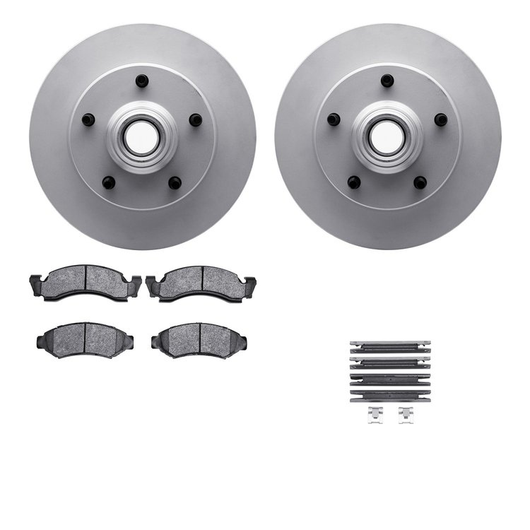 4512-99102 Geospec Brake Rotors w/5000 Advanced Brake Pads Kit & Hardware, 1986-1993 Ford/Lincoln/Mercury/Mazda, Position: Front
