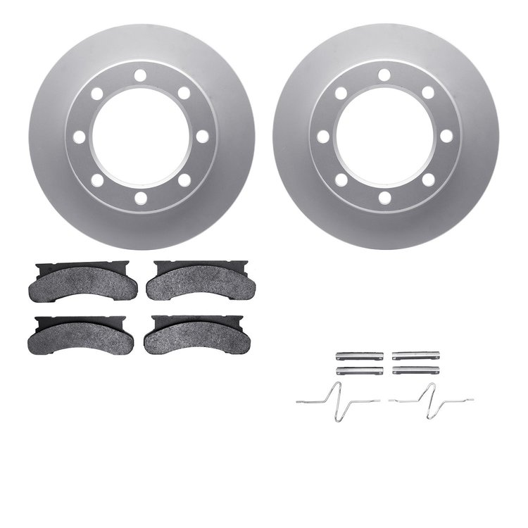 4512-99104 Geospec Brake Rotors w/5000 Advanced Brake Pads Kit & Hardware, 1986-1994 Ford/Lincoln/Mercury/Mazda, Position: Front