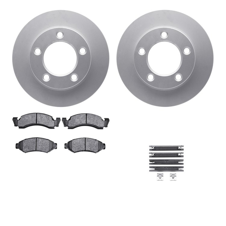 4512-99106 Geospec Brake Rotors w/5000 Advanced Brake Pads Kit & Hardware, 1986-1993 Ford/Lincoln/Mercury/Mazda, Position: Front