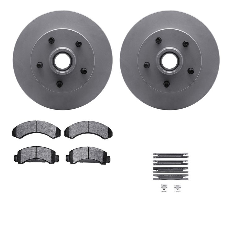 4512-99107 Geospec Brake Rotors w/5000 Advanced Brake Pads Kit & Hardware, 1983-1994 Ford/Lincoln/Mercury/Mazda, Position: Front