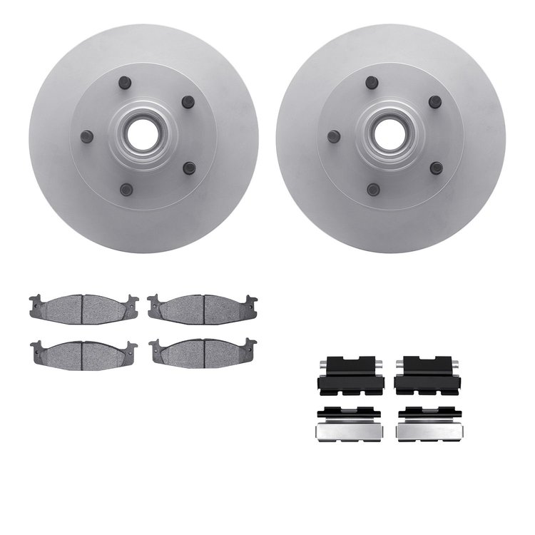 4512-99110 Geospec Brake Rotors w/5000 Advanced Brake Pads Kit & Hardware, 1994-2003 Ford/Lincoln/Mercury/Mazda, Position: Front