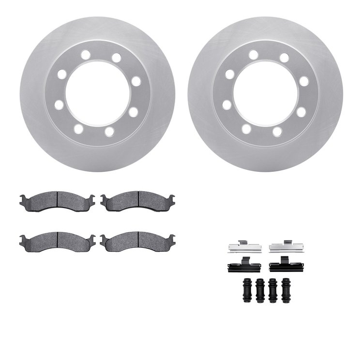 4512-99121 Geospec Brake Rotors w/5000 Advanced Brake Pads Kit & Hardware, 1995-1999 Ford/Lincoln/Mercury/Mazda, Position: Front