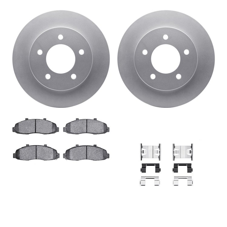 4512-99128 Geospec Brake Rotors w/5000 Advanced Brake Pads Kit & Hardware, 1997-2004 Ford/Lincoln/Mercury/Mazda, Position: Front