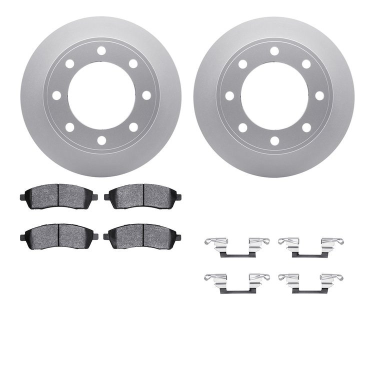 4512-99136 Geospec Brake Rotors w/5000 Advanced Brake Pads Kit & Hardware, 1999-2005 Ford/Lincoln/Mercury/Mazda, Position: Rear