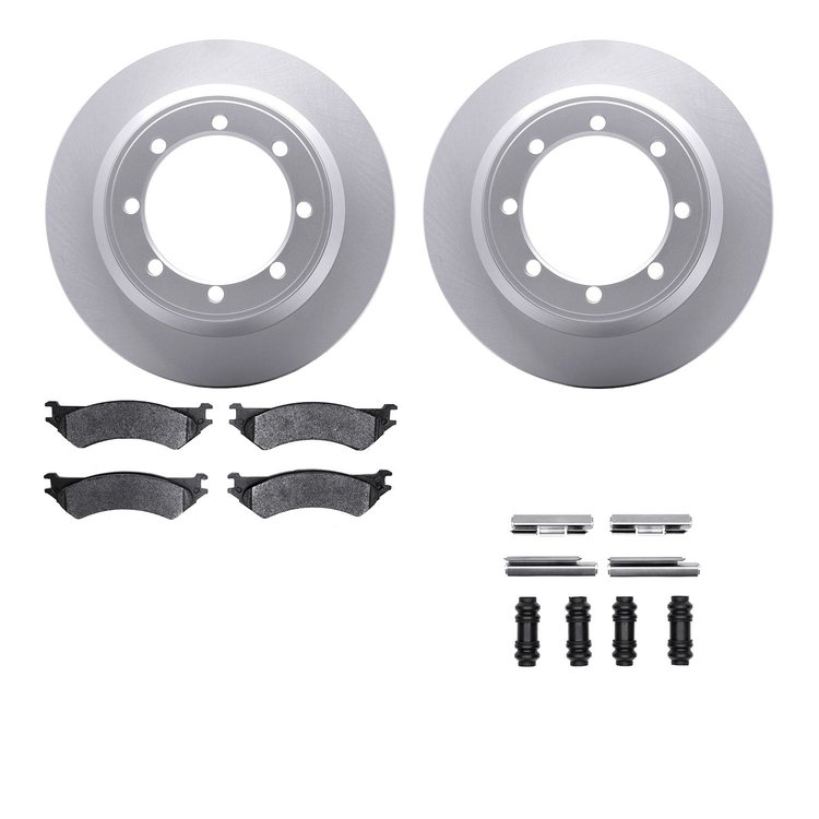 4512-99142 Geospec Brake Rotors w/5000 Advanced Brake Pads Kit & Hardware, 1999-2007 Ford/Lincoln/Mercury/Mazda, Position: Rear