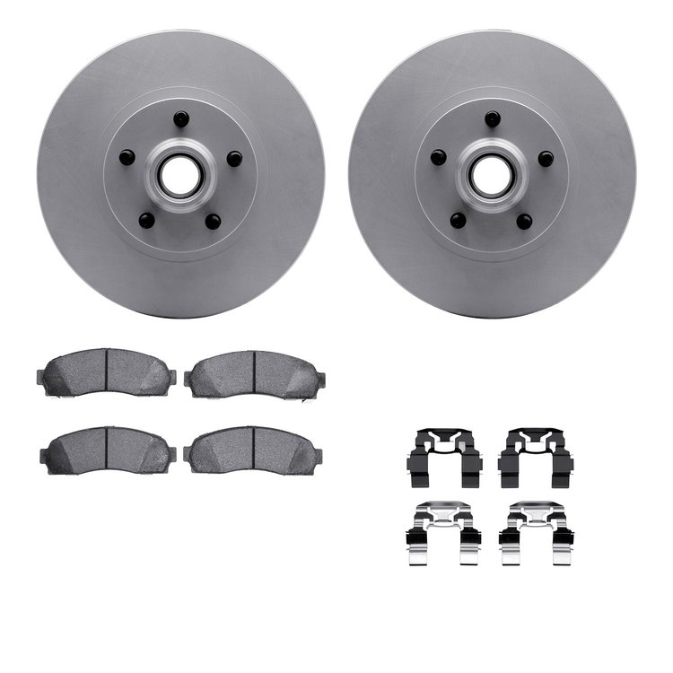4512-99150 Geospec Brake Rotors w/5000 Advanced Brake Pads Kit & Hardware, 2001-2002 Ford/Lincoln/Mercury/Mazda, Position: Front