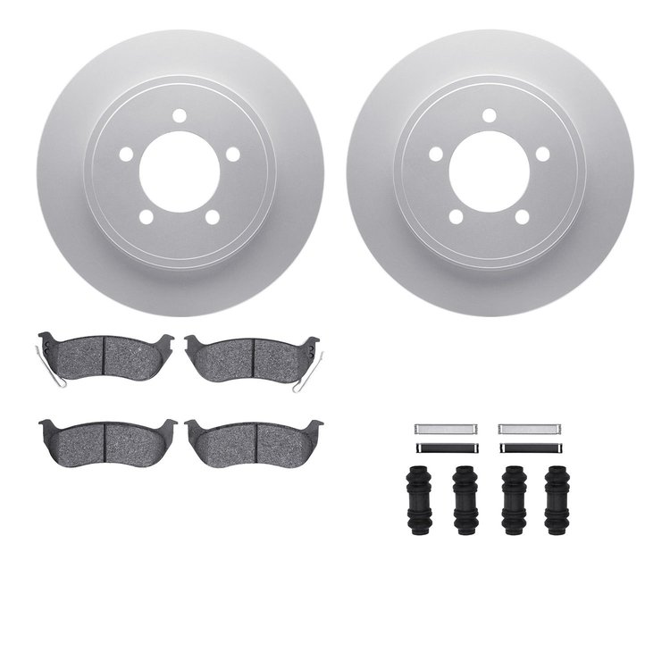 4512-99159 Geospec Brake Rotors w/5000 Advanced Brake Pads Kit & Hardware, 2006-2010 Ford/Lincoln/Mercury/Mazda, Position: Rear