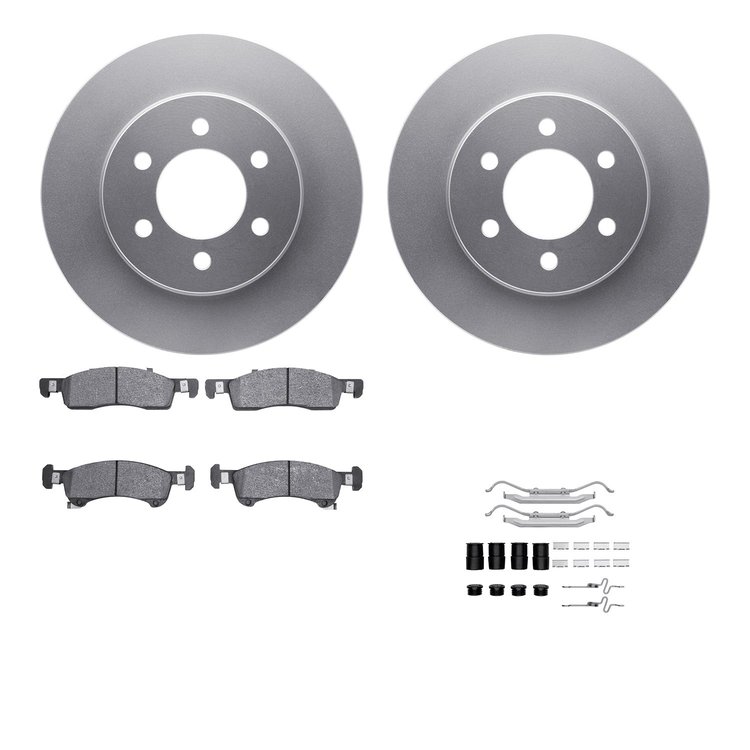 4512-99166 Geospec Brake Rotors w/5000 Advanced Brake Pads Kit & Hardware, 2002-2006 Ford/Lincoln/Mercury/Mazda, Position: Front