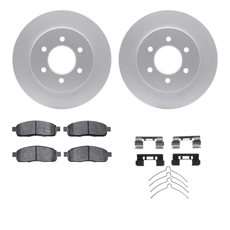 4512-99169 Geospec Brake Rotors w/5000 Advanced Brake Pads Kit & Hardware, 2004-2008 Ford/Lincoln/Mercury/Mazda, Position: Front