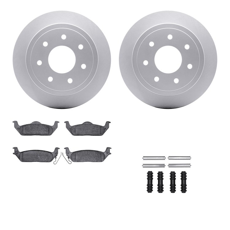 4512-99173 Geospec Brake Rotors w/5000 Advanced Brake Pads Kit & Hardware, 2010-2011 Ford/Lincoln/Mercury/Mazda, Position: Rear