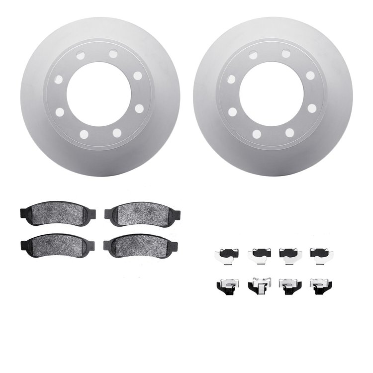 4512-99187 Geospec Brake Rotors w/5000 Advanced Brake Pads Kit & Hardware, 2010-2012 Ford/Lincoln/Mercury/Mazda, Position: Rear