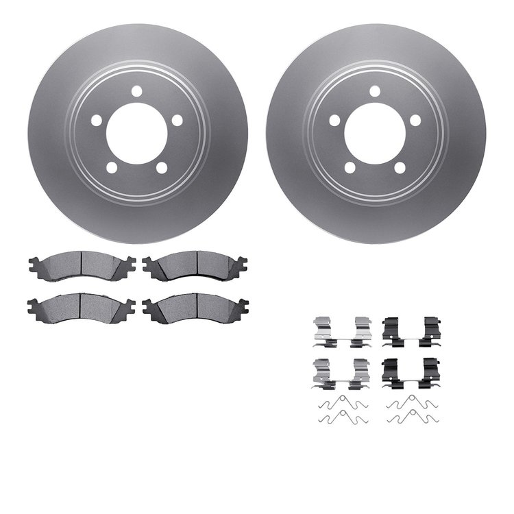 4512-99193 Geospec Brake Rotors w/5000 Advanced Brake Pads Kit & Hardware, 2006-2010 Ford/Lincoln/Mercury/Mazda, Position: Front