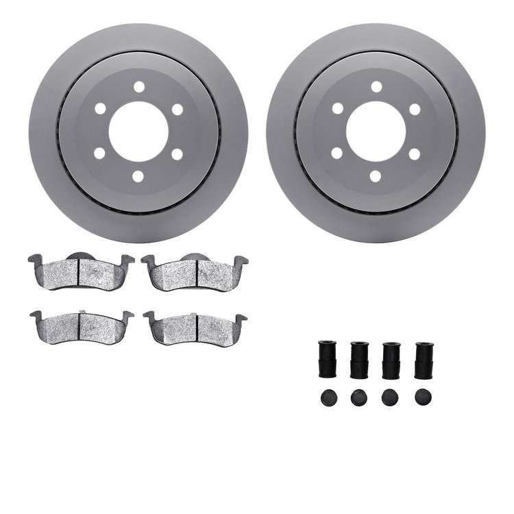 4512-99197 Geospec Brake Rotors w/5000 Advanced Brake Pads Kit & Hardware, 2007-2012 Ford/Lincoln/Mercury/Mazda, Position: Rear