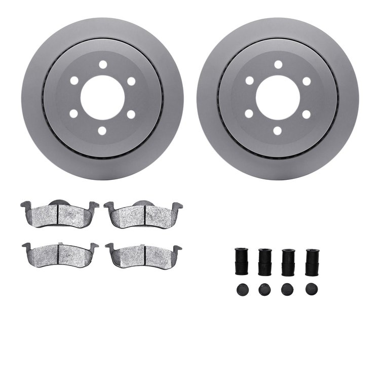 4512-99198 Geospec Brake Rotors w/5000 Advanced Brake Pads Kit & Hardware, 2010-2017 Ford/Lincoln/Mercury/Mazda, Position: Rear