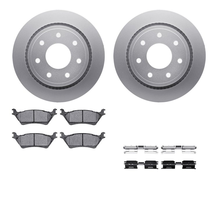 4512-99210 Geospec Brake Rotors w/5000 Advanced Brake Pads Kit & Hardware, 2012-2014 Ford/Lincoln/Mercury/Mazda, Position: Rear
