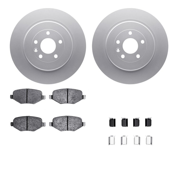 4512-99215 Geospec Brake Rotors w/5000 Advanced Brake Pads Kit & Hardware, 2017-2019 Ford/Lincoln/Mercury/Mazda, Position: Rear
