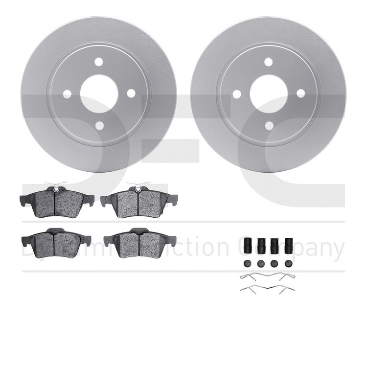 4512-99250 Geospec Brake Rotors w/5000 Advanced Brake Pads Kit & Hardware, Fits Select Ford/Lincoln/Mercury/Mazda, Position: Rea
