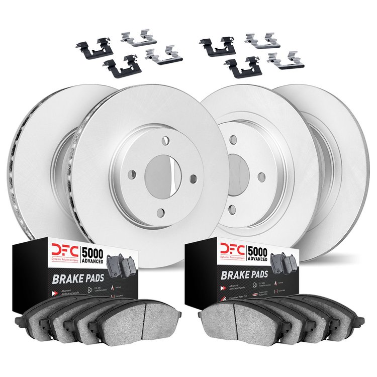 4514-67006 Geospec Brake Rotors w/5000 Advanced Brake Pads Kit & Hardware, 1997-1998 Infiniti/Nissan, Position: Front and Rear