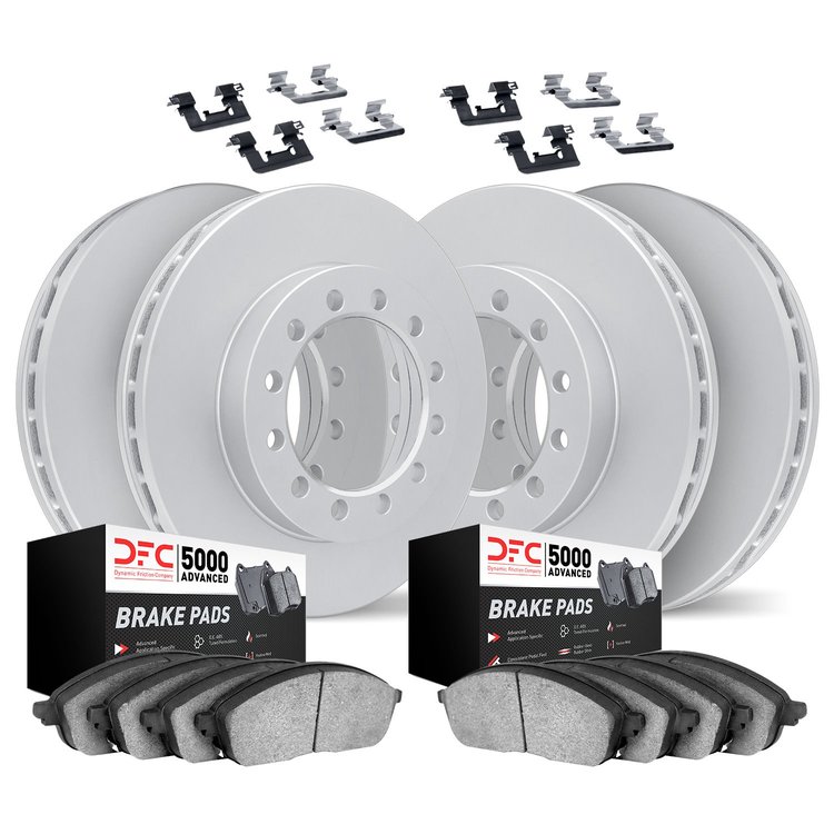 4514-72036 Geospec Brake Rotors w/5000 Advanced Brake Pads Kit & Hardware, 2012-2020 Freightliner, Position: Front and Rear
