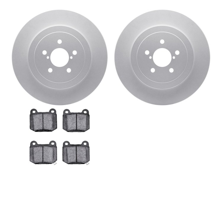 4602-13003 Geospec Brake Rotors w/5000 Euro Ceramic Brake Pads Kit, 2003-2004 Subaru, Position: Rear
