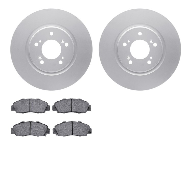 4602-58002 Geospec Brake Rotors w/5000 Euro Ceramic Brake Pads Kit, 1997-2005 Acura/Honda, Position: Front