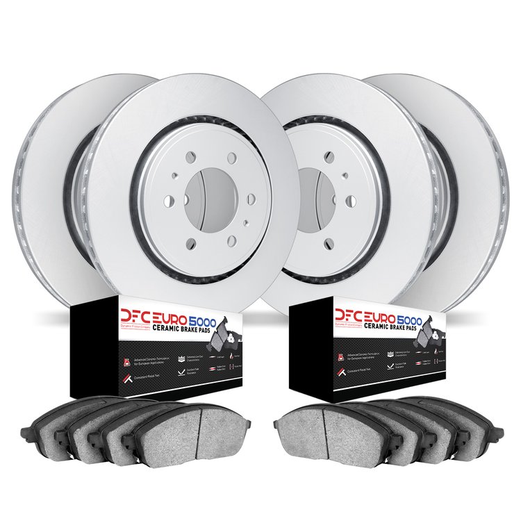4604-10643 Geospec Brake Rotors w/5000 Euro Ceramic Brake Pads Kit, 2002-2005 GM, Position: Front and Rear