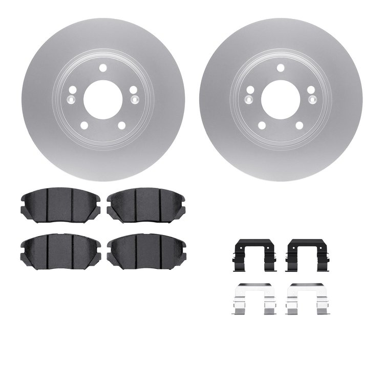 4612-03001 Geospec Brake Rotors w/5000 Euro Ceramic Brake Pads & Hardware, 2005-2010 Kia/Hyundai/Genesis, Position: Front