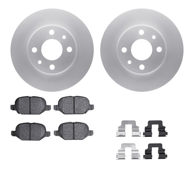 4612-07000 Geospec Brake Rotors w/5000 Euro Ceramic Brake Pads & Hardware, 2009-2019 Mopar, Position: Rear