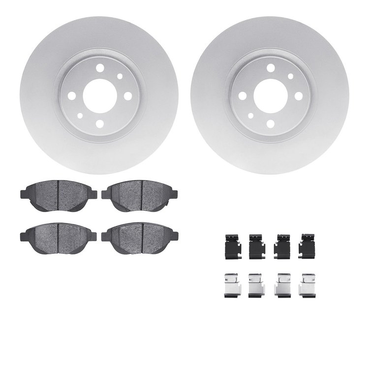 4612-07003 Geospec Brake Rotors w/5000 Euro Ceramic Brake Pads & Hardware, 2012-2019 Mopar, Position: Front