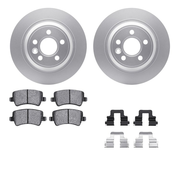 4612-11021 Geospec Brake Rotors w/5000 Euro Ceramic Brake Pads & Hardware, 2012-2015 Land Rover, Position: Rear