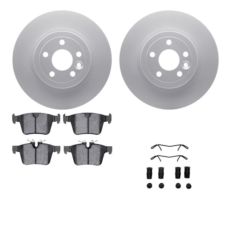4612-11027 Geospec Brake Rotors w/5000 Euro Ceramic Brake Pads & Hardware, 2016-2019 Land Rover, Position: Rear