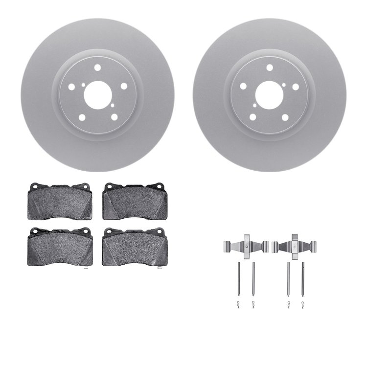 4612-13010 Geospec Brake Rotors w/5000 Euro Ceramic Brake Pads & Hardware, 2005-2020 Subaru, Position: Front