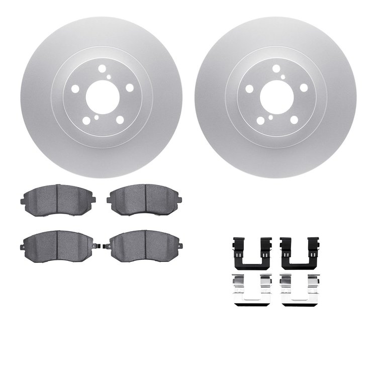4612-13021 Geospec Brake Rotors w/5000 Euro Ceramic Brake Pads & Hardware, 2002-2008 GM, Position: Front