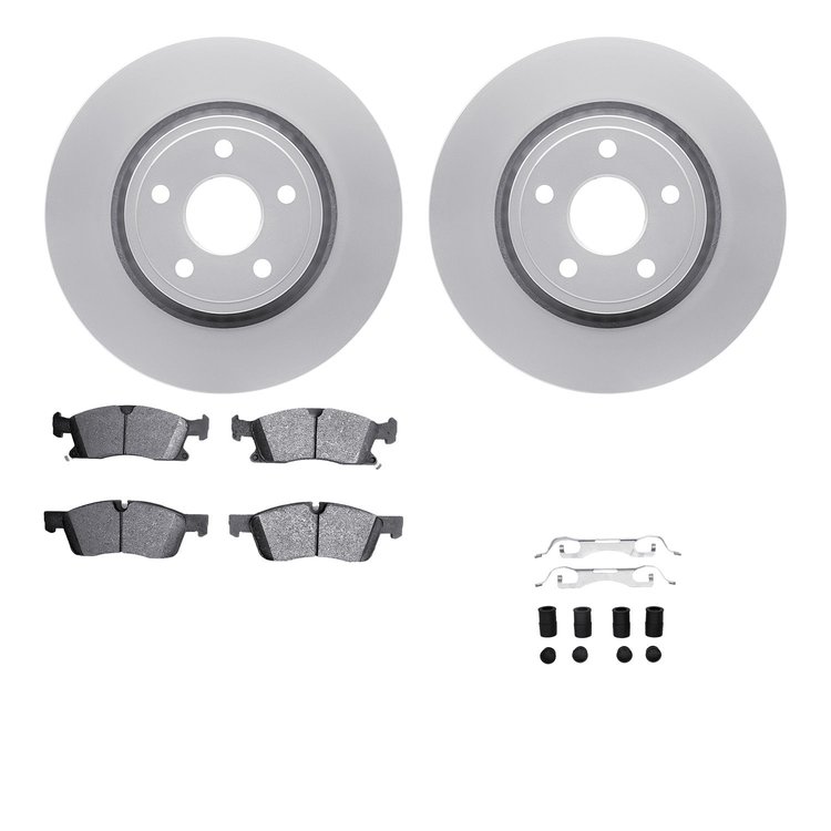 4612-19138 Geospec Brake Rotors w/5000 Euro Ceramic Brake Pads & Hardware, Fits Select Mopar, Position: Front