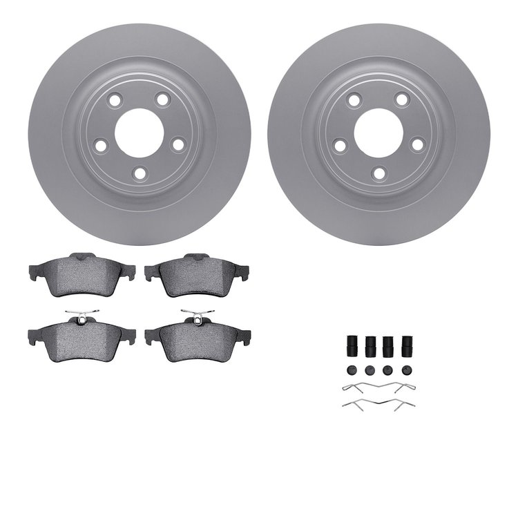 4612-20017 Geospec Brake Rotors w/5000 Euro Ceramic Brake Pads & Hardware, 2006-2008 Jaguar, Position: Rear