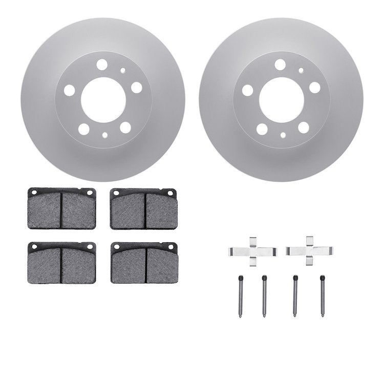 4612-27000 Geospec Brake Rotors w/5000 Euro Ceramic Brake Pads & Hardware, 1976-1984 Volvo, Position: Front