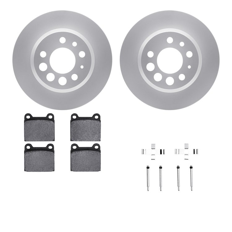 4612-27004 Geospec Brake Rotors w/5000 Euro Ceramic Brake Pads & Hardware, 1974-1975 Volvo, Position: Rear