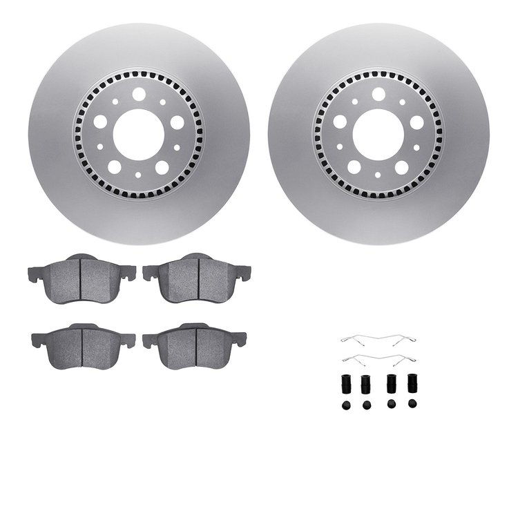 4612-27011 Geospec Brake Rotors w/5000 Euro Ceramic Brake Pads & Hardware, 1999-2009 Volvo, Position: Front