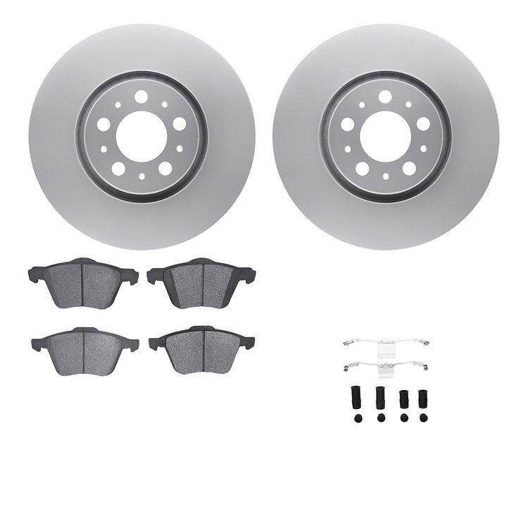 4612-27023 Geospec Brake Rotors w/5000 Euro Ceramic Brake Pads & Hardware, 2003-2009 Volvo, Position: Front