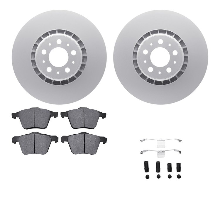4612-27025 Geospec Brake Rotors w/5000 Euro Ceramic Brake Pads & Hardware, 2003-2009 Volvo, Position: Front