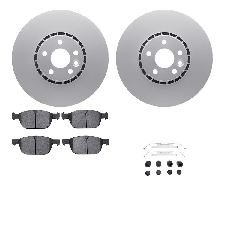 4612-27029 Geospec Brake Rotors w/5000 Euro Ceramic Brake Pads & Hardware, 2010-2016 Volvo, Position: Front